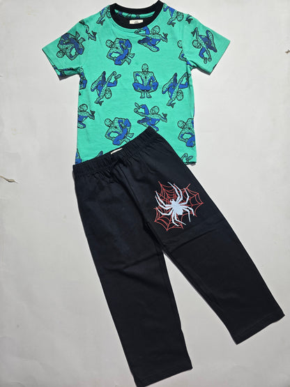 boy's pant set - blue spider