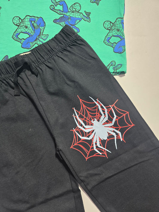 boy's pant set - blue spider