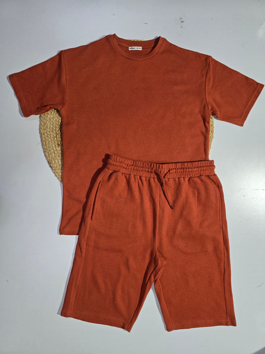 Boy's short set - waffle orange