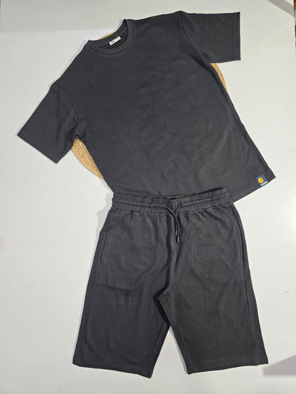 Boy's short set - waffle grey