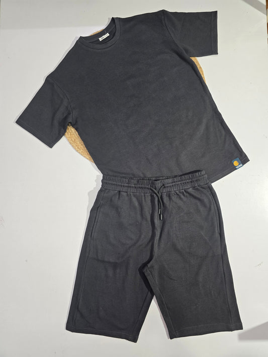 Boy's short set - waffle grey