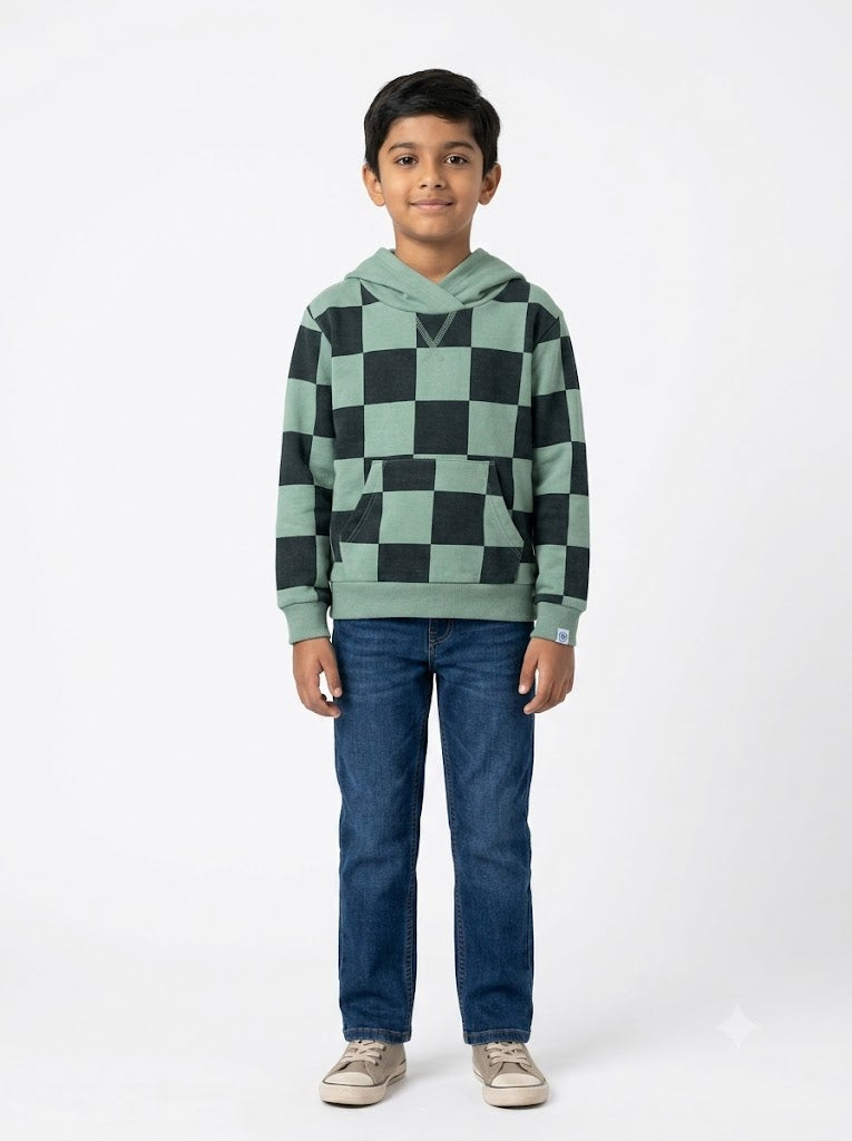 boy's Green Patch Hoodie
