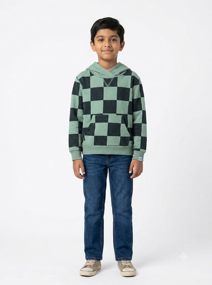 boy's Green Patch Hoodie