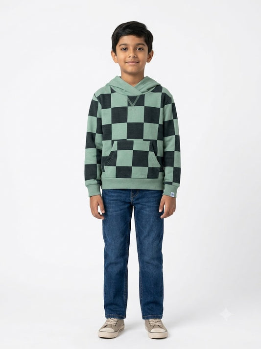 boy's Green Patch Hoodie