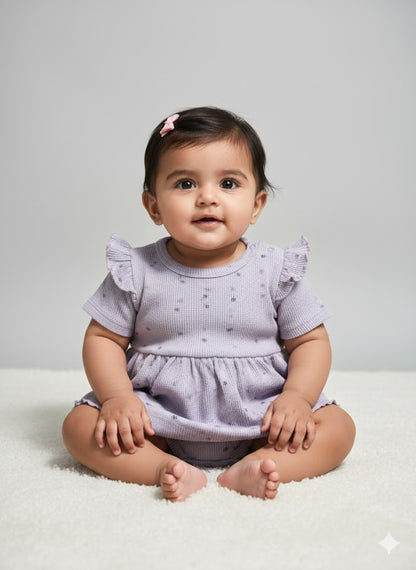 Baby's frock rompers - purple heart