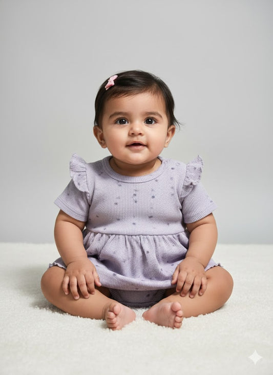 Baby's frock rompers - purple heart