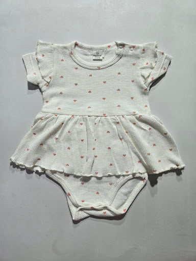 Baby's frock rompers - white heart