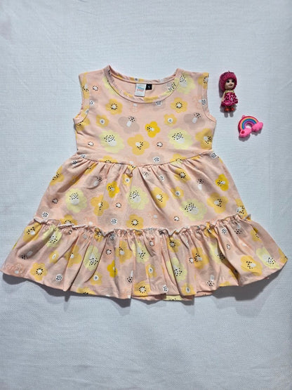 Baby's LS frock - sandle flower