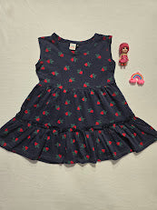 Baby's LS frock - blue cherry