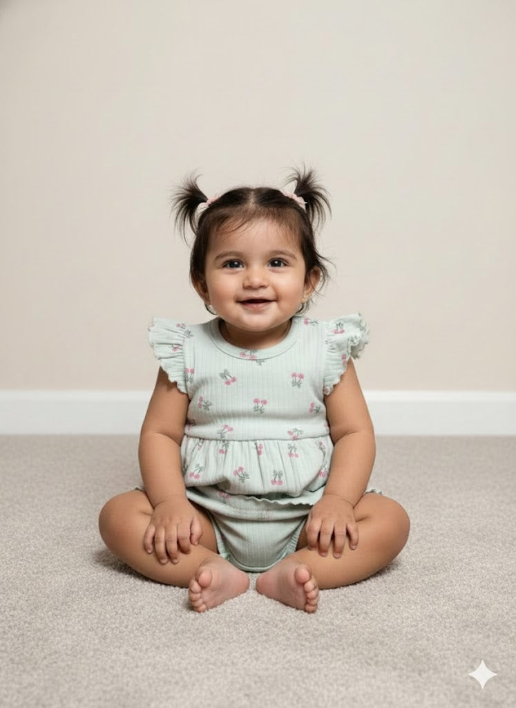 Baby's frock rompers - green plum