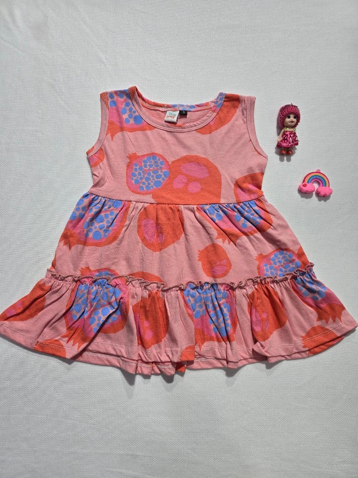 Baby's LS frock - pomegranate