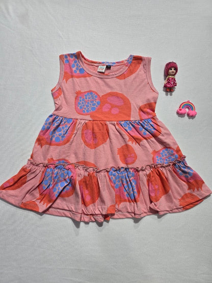 Baby's LS frock - pomegranate