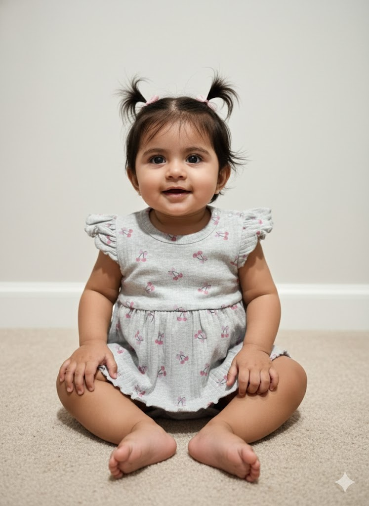 Baby's frock rompers - grey plum