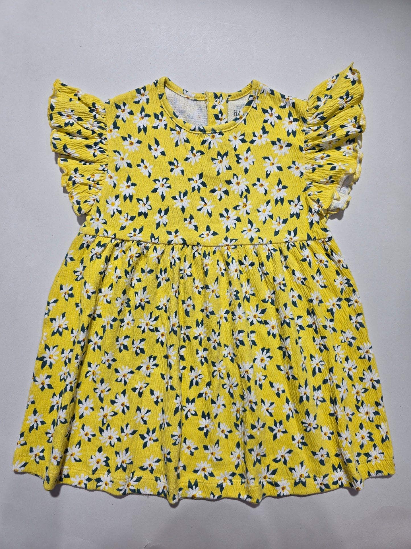 Girl's LS frock - yellow blossom