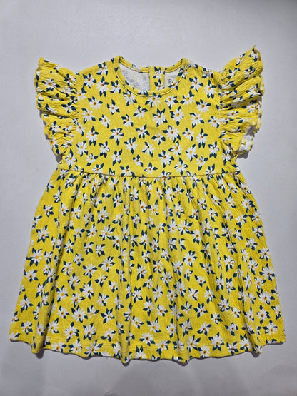 Girl's LS frock - yellow blossom