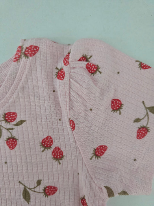 Baby Girls Strawberry Cotton Co-ord Pant Set