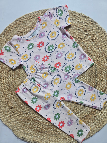 Baby girl's pant set - flower face