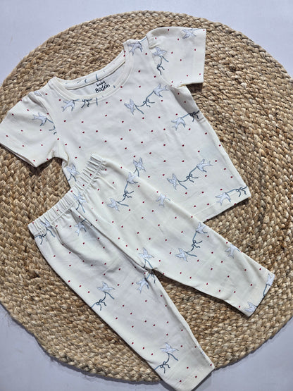 Baby girl's pant set - heart bird