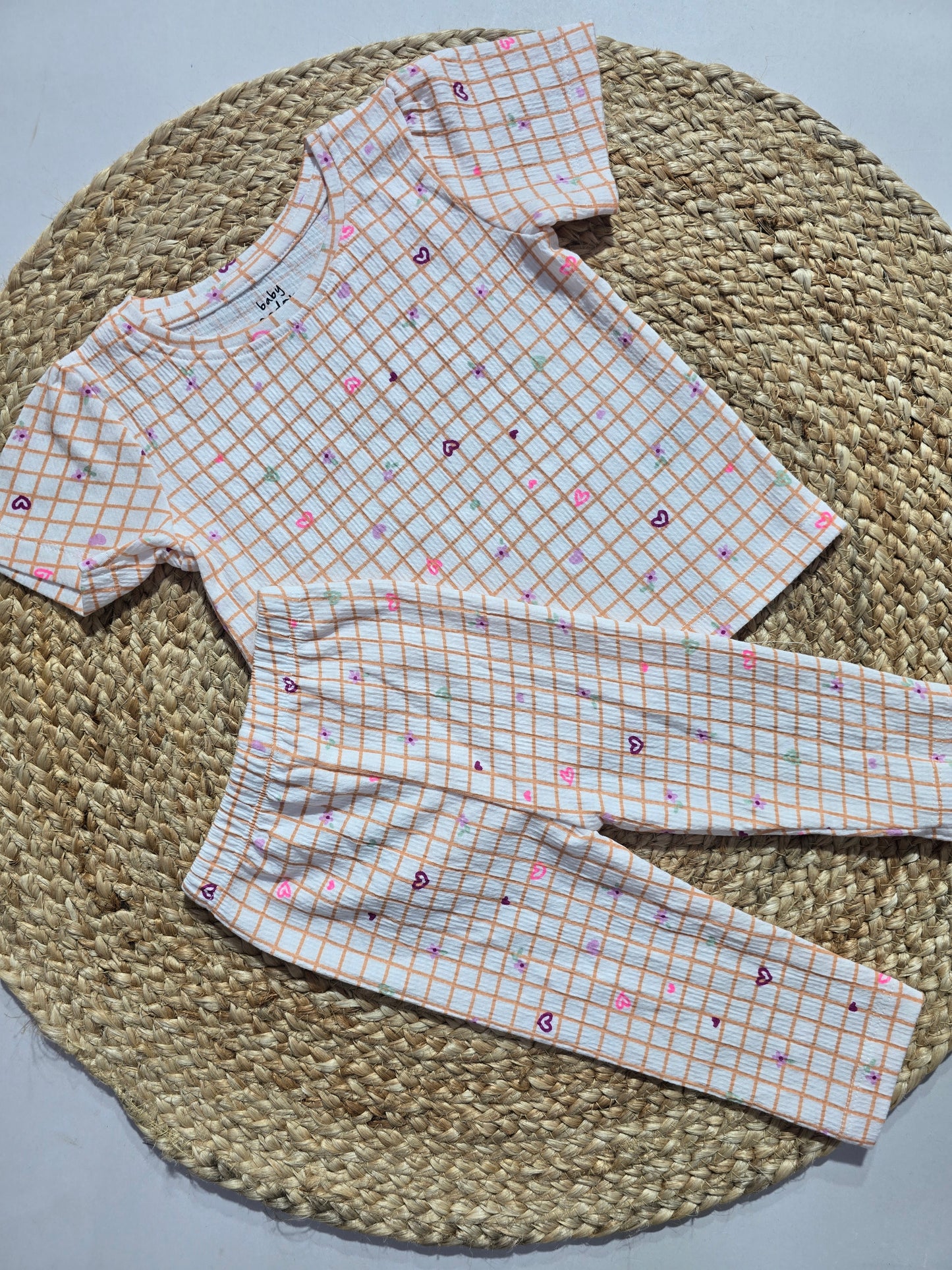 Baby girl's pant set - orange checks