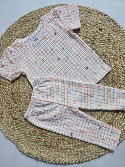 Baby girl's pant set - orange checks