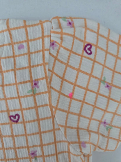 Baby girl's pant set - orange checks