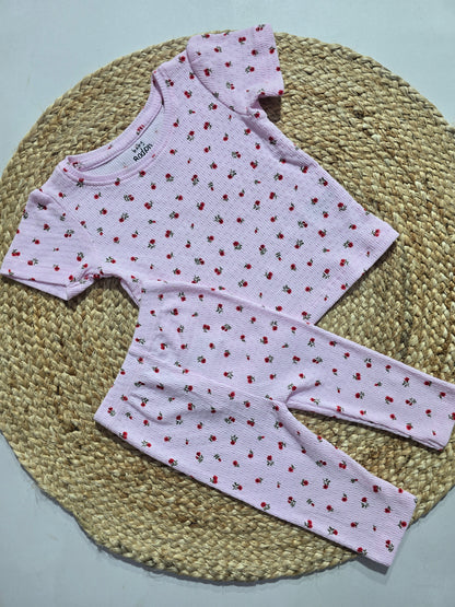 Baby girl's pant set - pink rose