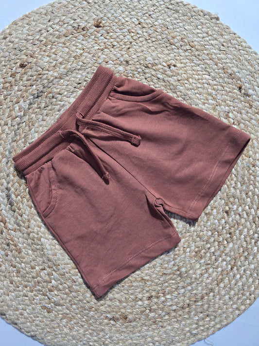 Baby's loop knit shorts - terracota