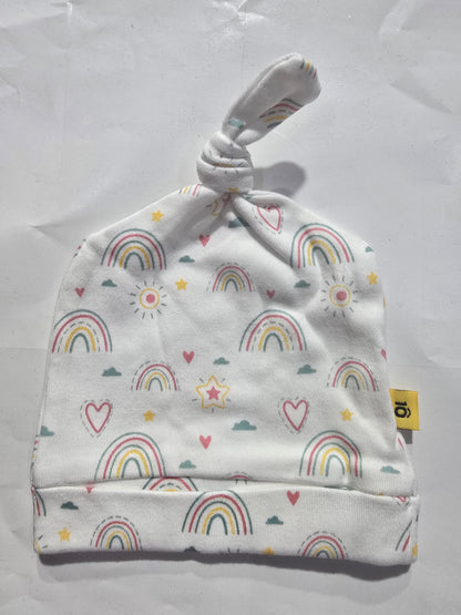 Baby's Hooded blanket with 2 caps - pink