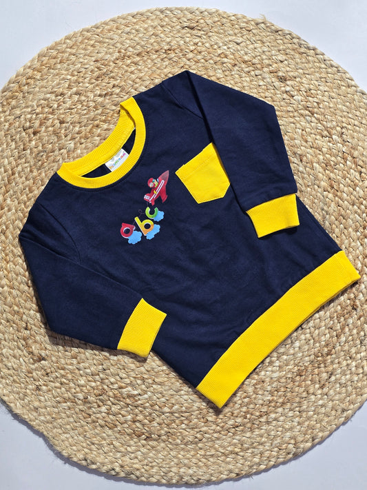 Baby's loop knit t-shirt - navy abc