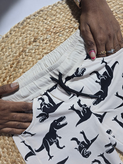 Unisex pant co-ord set - b/w dino