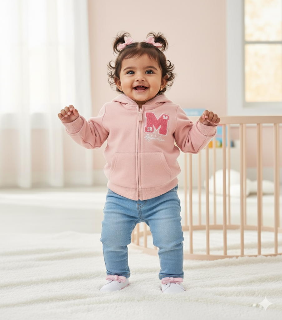 Baby's loop knit hoody zipper