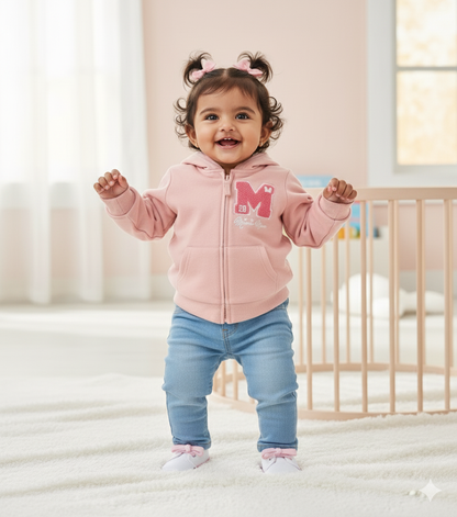 Baby's loop knit hoody zipper