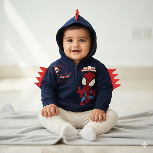 Baby's loop knit hoody zipper