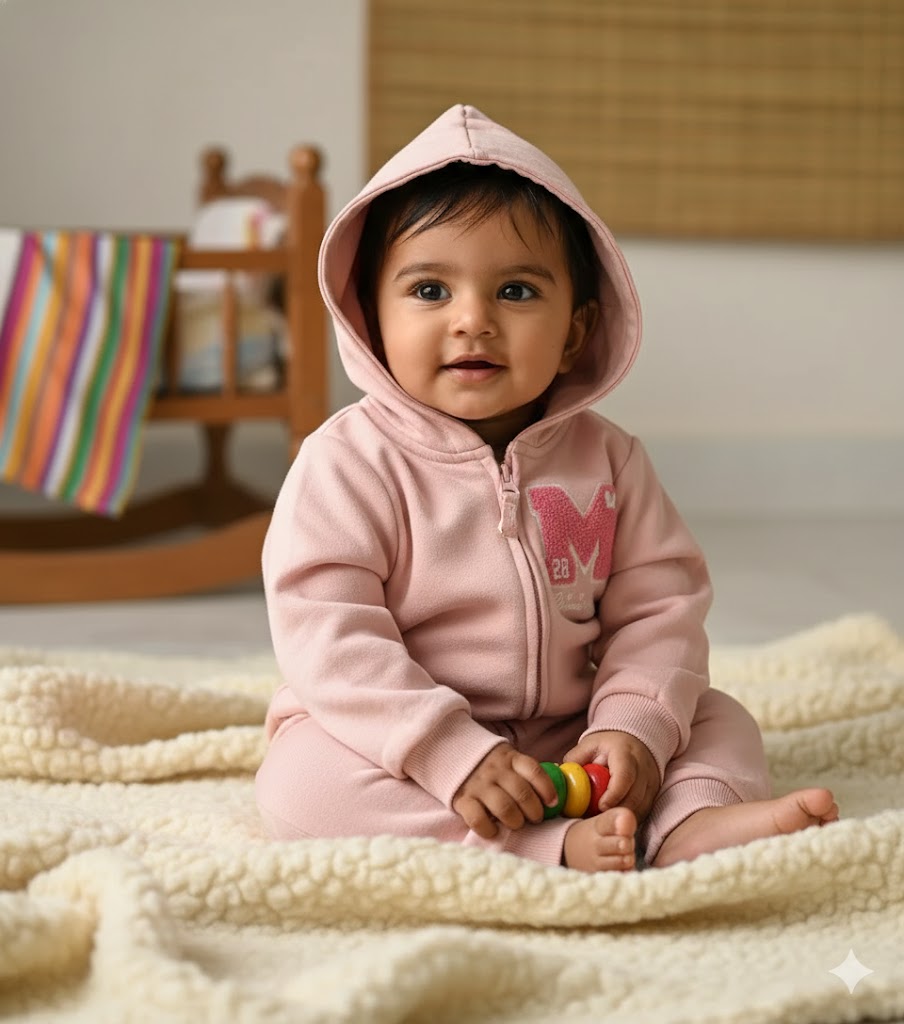Baby's loop knit hoody zipper