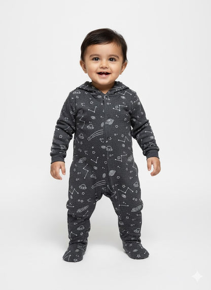 Baby's jumpsuit with hoodie