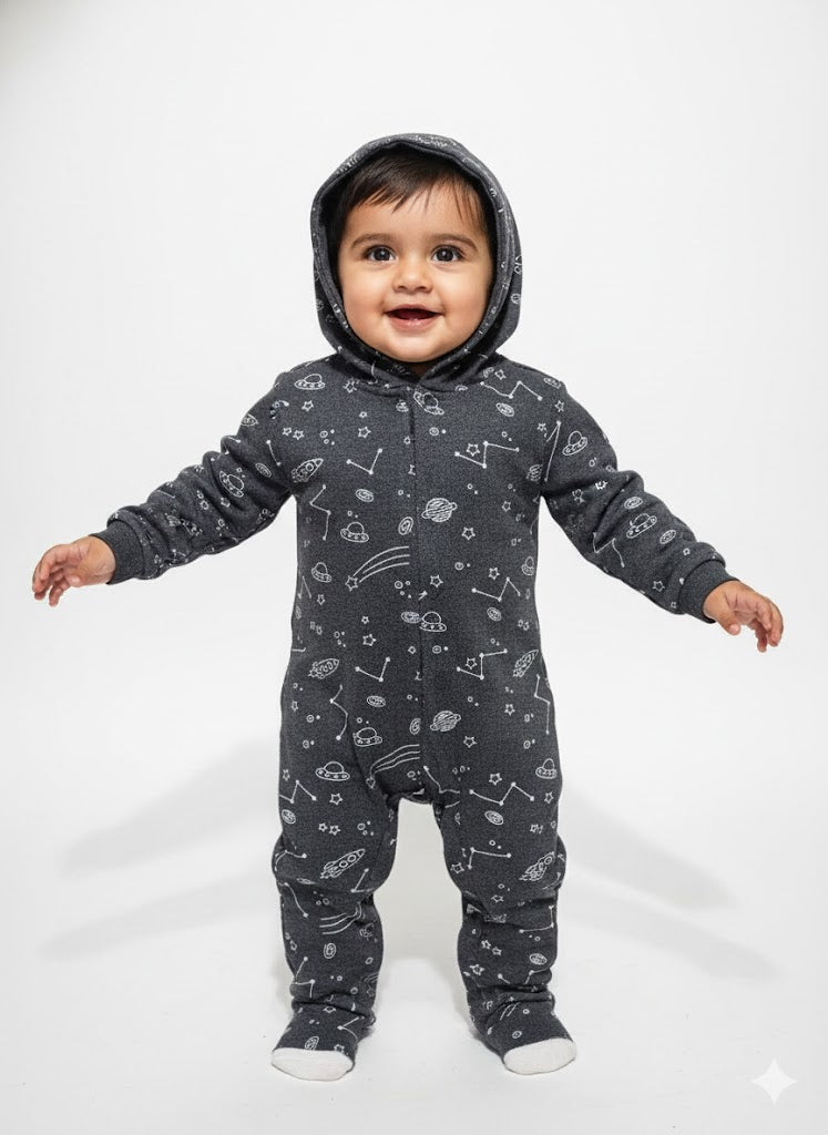 Baby's jumpsuit with hoodie