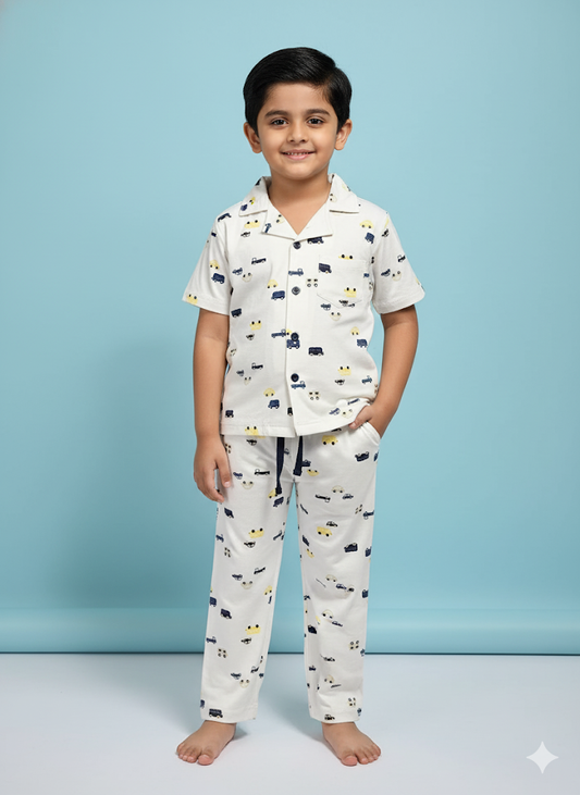 Boy's premium front open collar night suit