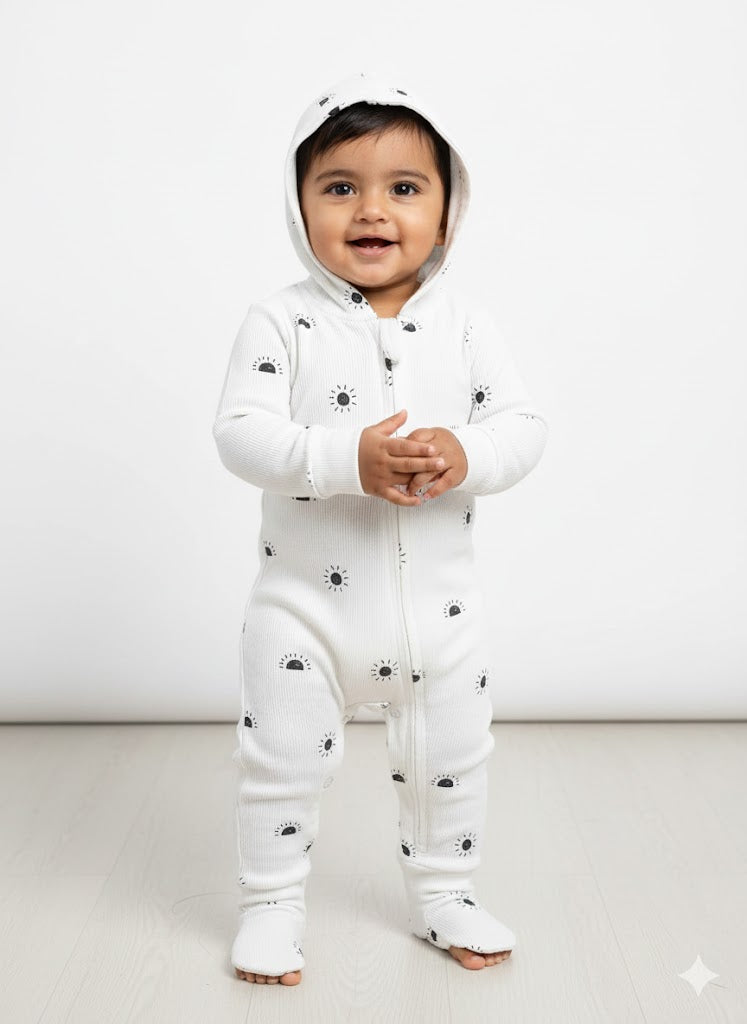 Baby's jumpsuit with hoodie