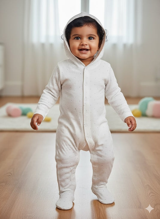 Baby's jumpsuit with hoodie