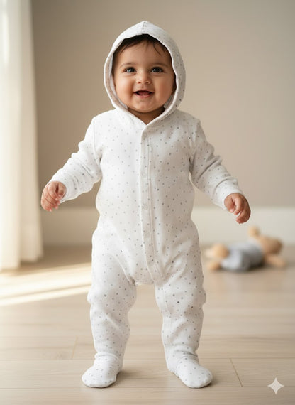 Baby's jumpsuit with hoodie