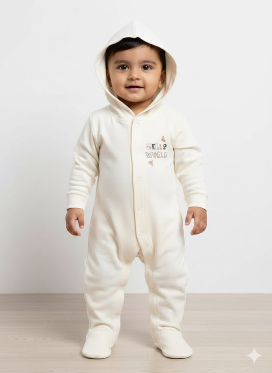 Baby's jumpsuit with hoodie