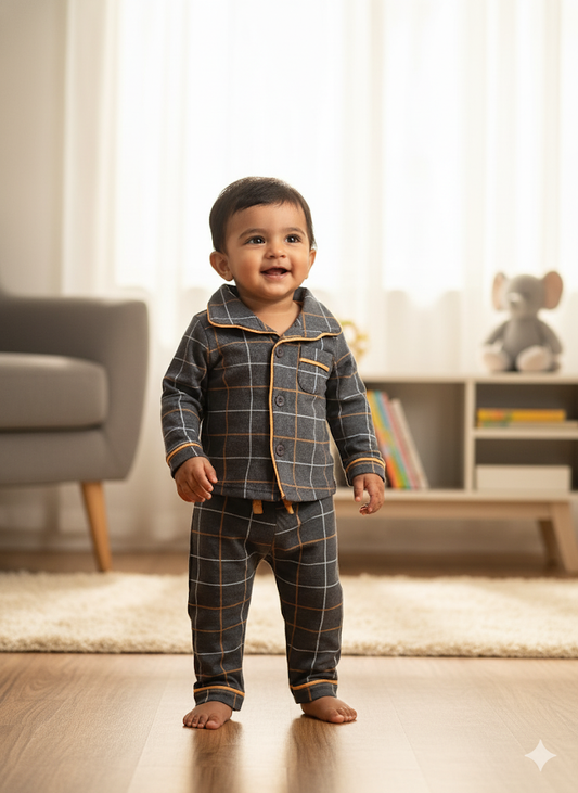 Baby's front open collar pant set