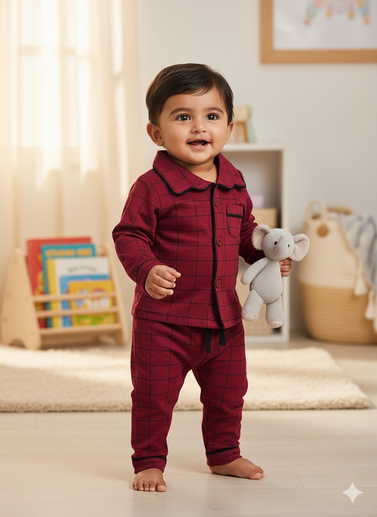 Baby's front open collar pant set