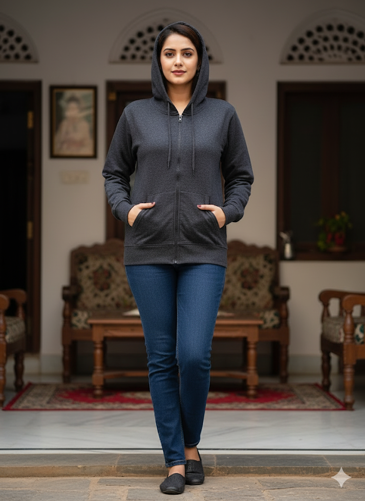 Women's hoody with zipper