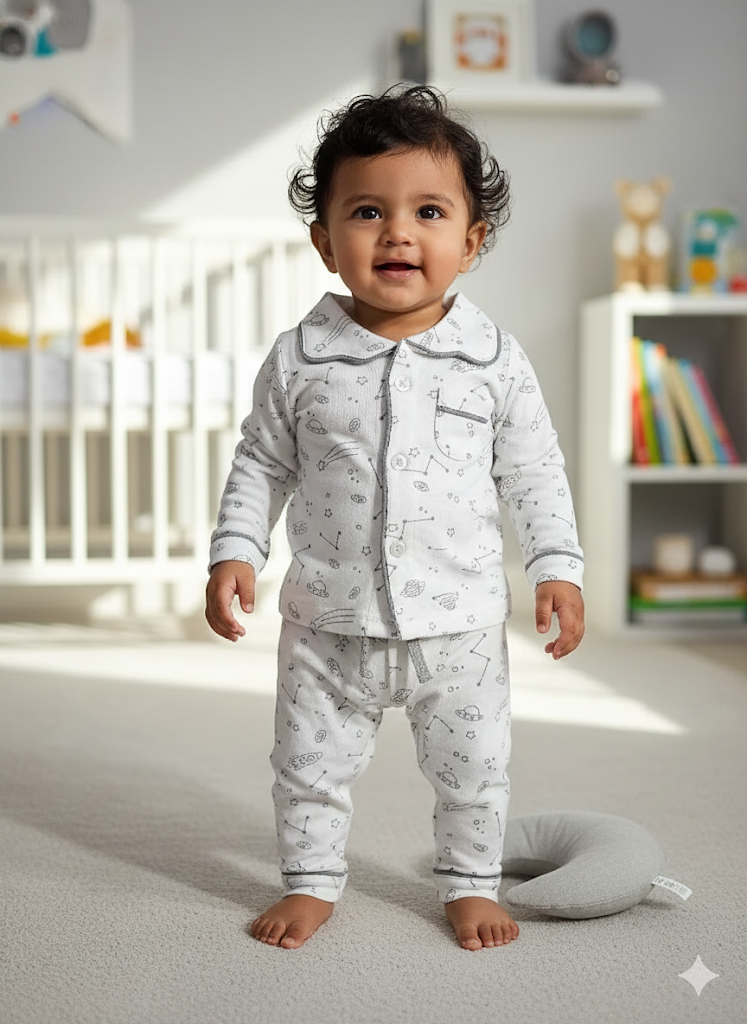 Baby's front open collar pant set
