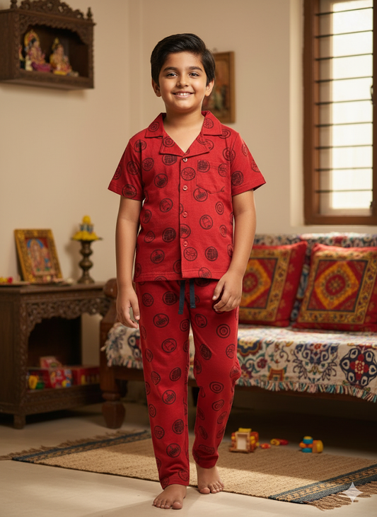 Boy's premium front open collar night suit