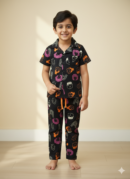 Boy's premium front open collar night suit