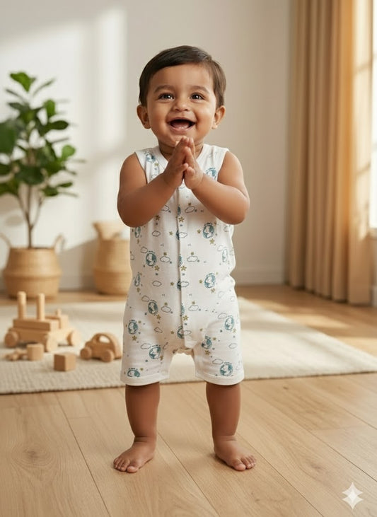 Baby's LS half jumpsuit