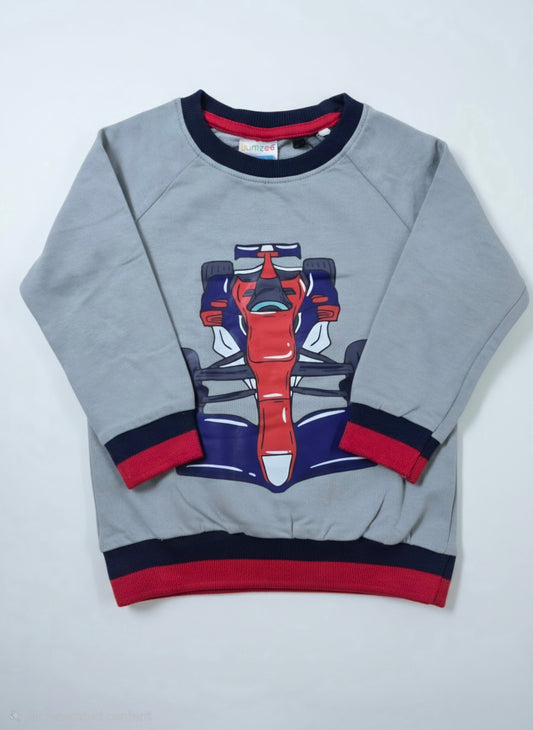 Baby's loop knit t-shirt - grey car