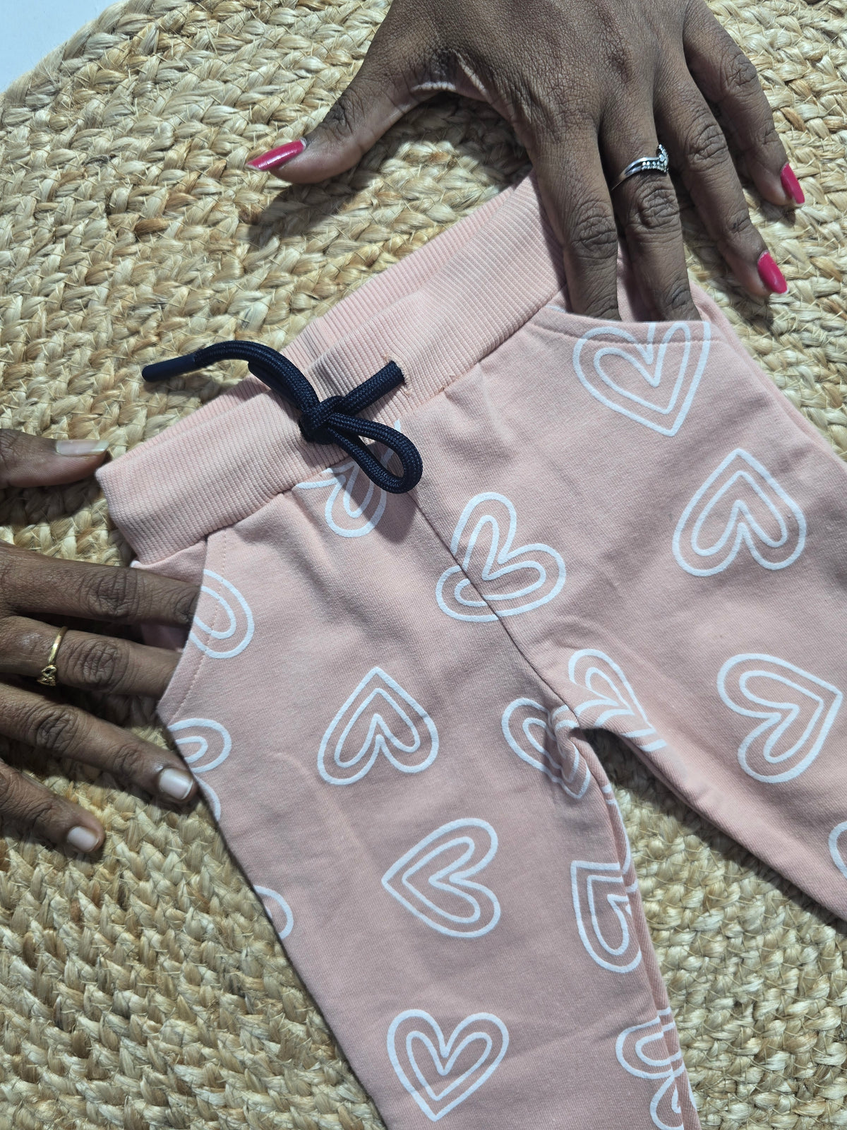 Baby's co-ord Pant Set – peach white herats